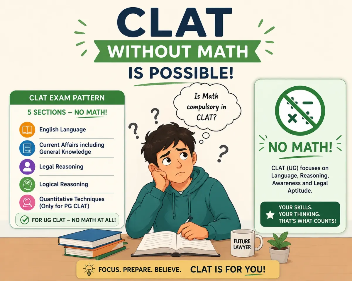 CLAT Without Maths: Complete Strategy Guide 2025-26 | ExamPrep
